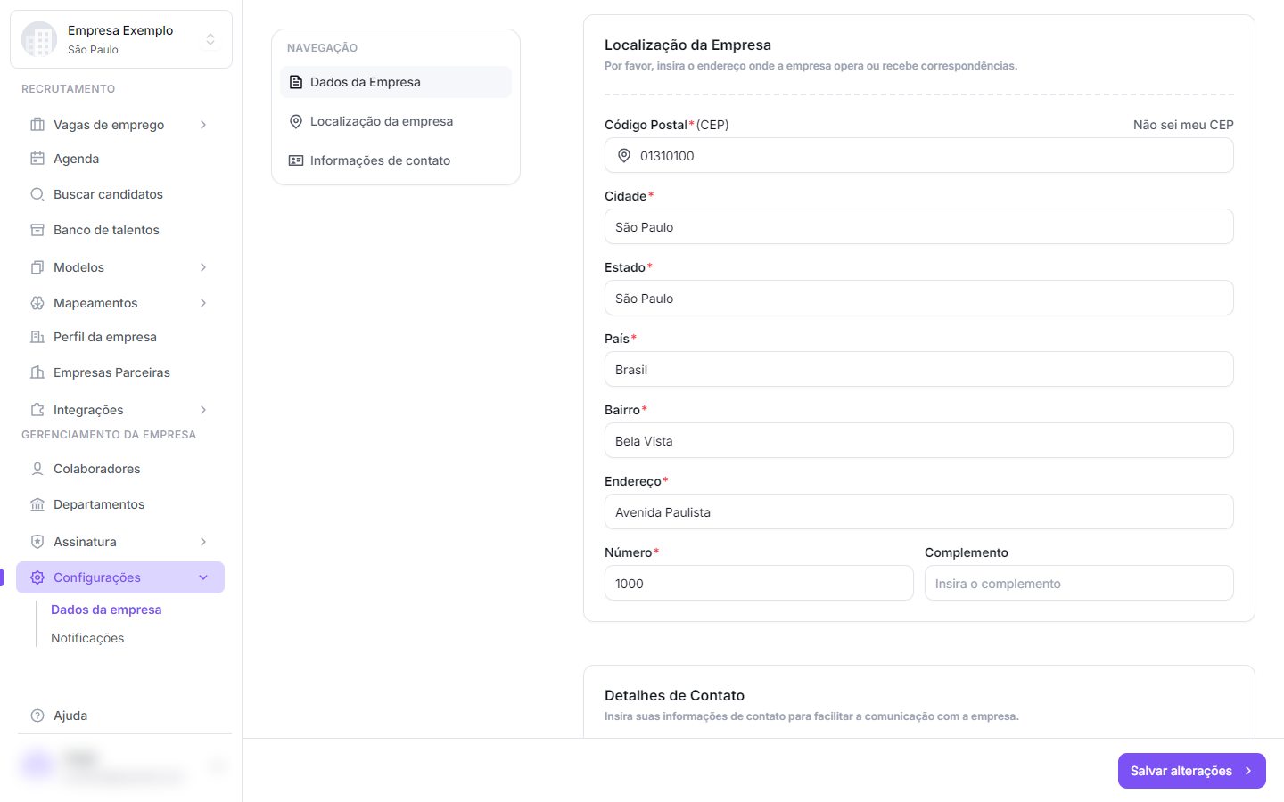 Localização da empresa